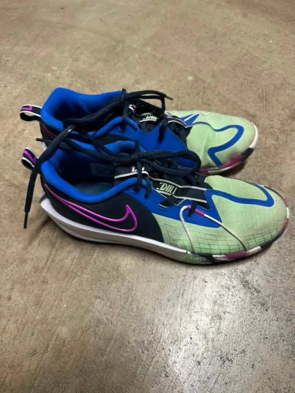 Nike Kids Blue & Green Sneakers with Pink Swoosh